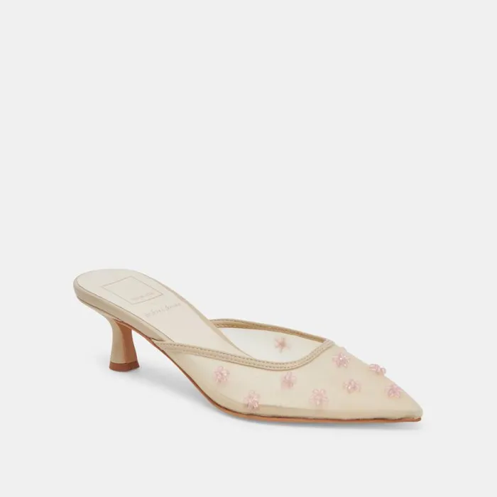 Dolce Vita Claire Heels French Vanilla Mesh Women Heels
