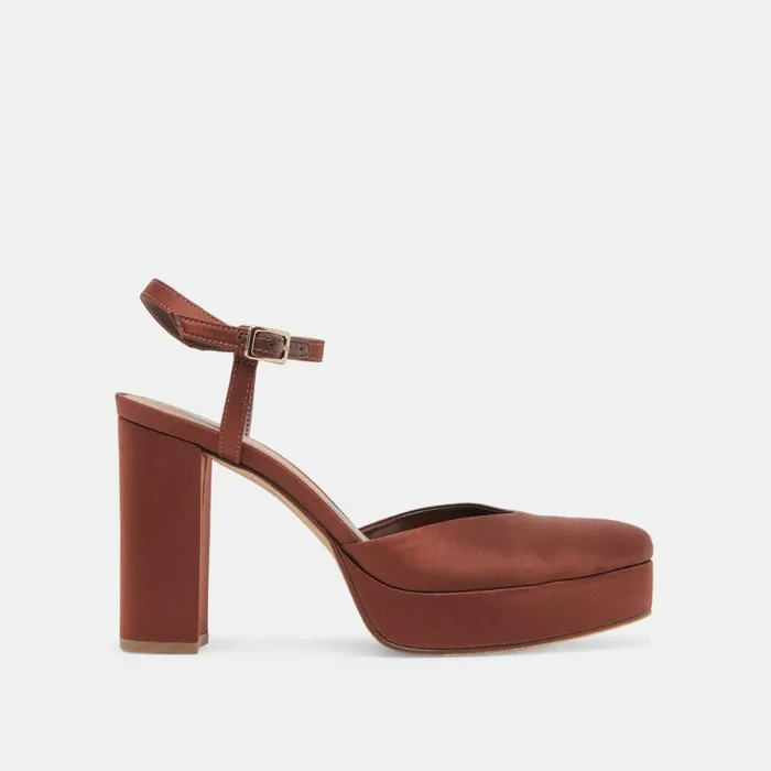 Dolce Vita Claud Heels Chocolate Satin Women Heels