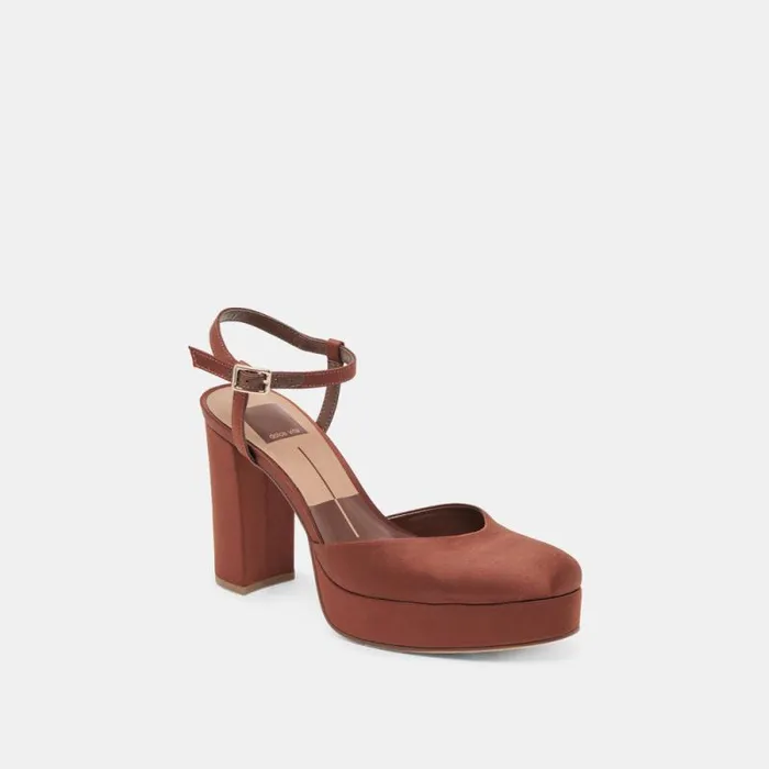 Dolce Vita Claud Heels Chocolate Satin Women Heels