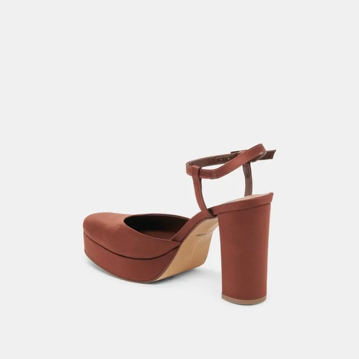 Dolce Vita Claud Heels Chocolate Satin Women Heels