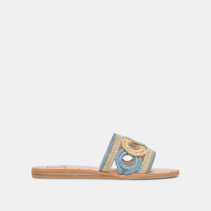 Dolce Vita Dany Sandals Blue Multi Raffia Women Sandals