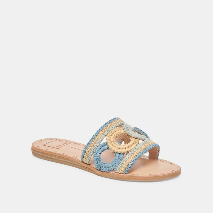 Dolce Vita Dany Sandals Blue Multi Raffia Women Sandals