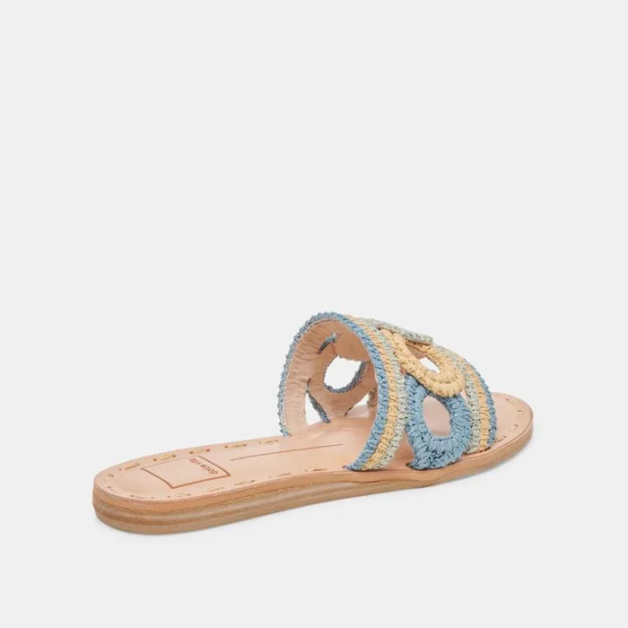 Dolce Vita Dany Sandals Blue Multi Raffia Women Sandals