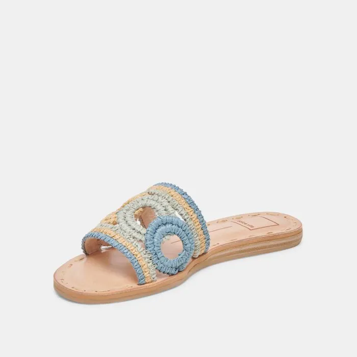 Dolce Vita Dany Sandals Blue Multi Raffia Women Sandals