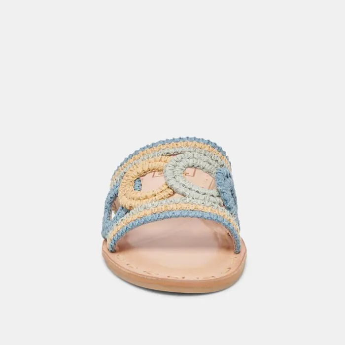 Dolce Vita Dany Sandals Blue Multi Raffia Women Sandals
