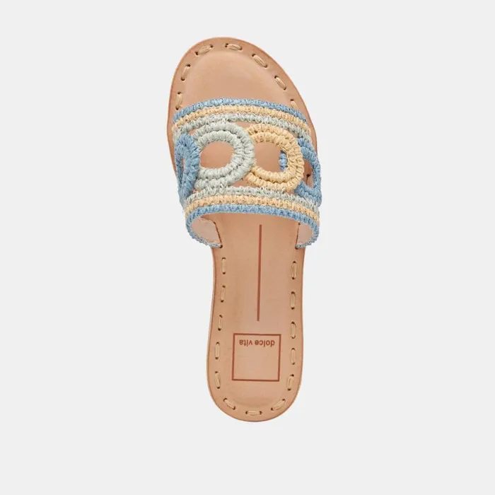 Dolce Vita Dany Sandals Blue Multi Raffia Women Sandals