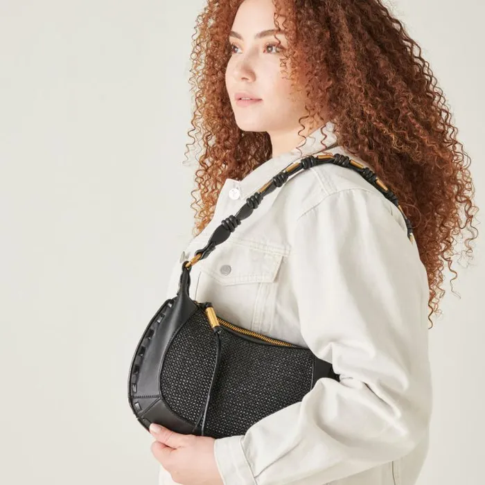 Dolce Vita Eleanor Shoulder Bag Black Raffia Women Handbags