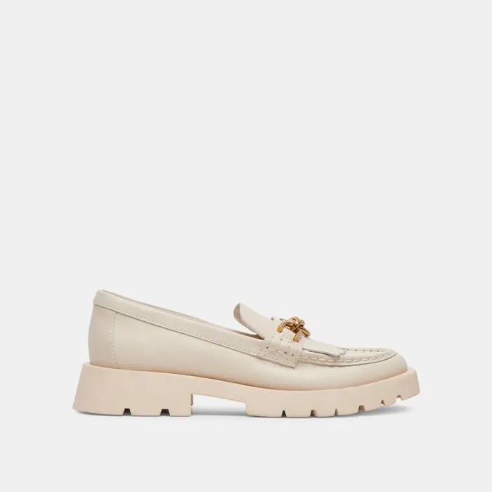 Dolce Vita Erna Flats Ivory Leather Women Flats and Loafers