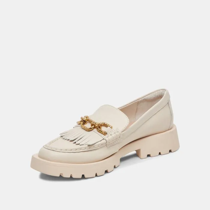 Dolce Vita Erna Flats Ivory Leather Women Flats and Loafers