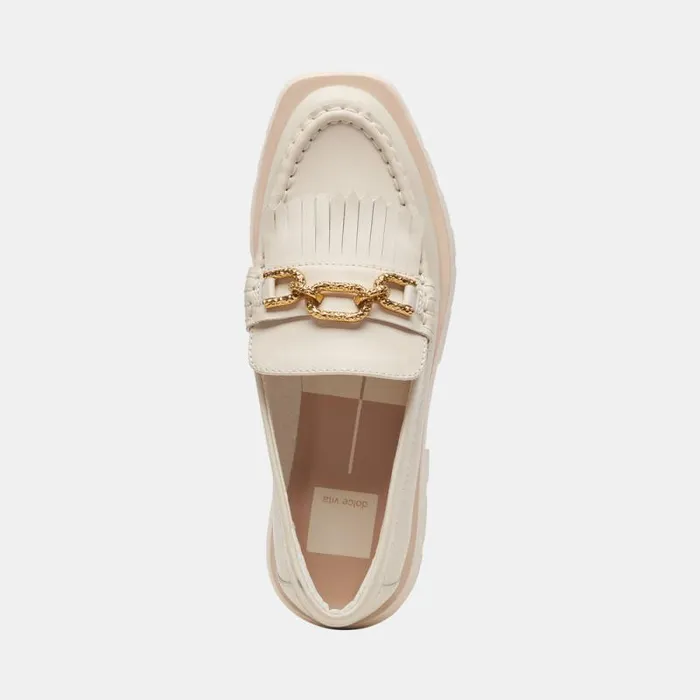 Dolce Vita Erna Flats Ivory Leather Women Flats and Loafers