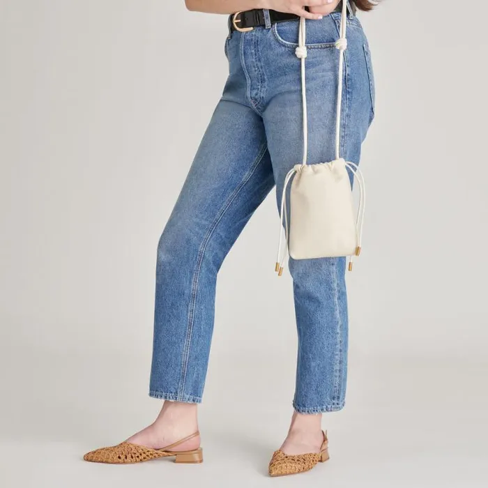 Dolce Vita Evie Crossbody Pouch Ivory Pebble Leather Women Handbags