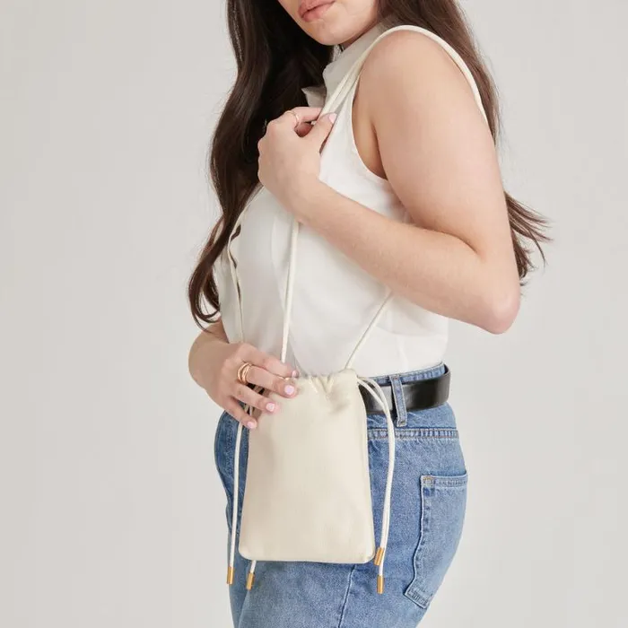 Dolce Vita Evie Crossbody Pouch Ivory Pebble Leather Women Handbags