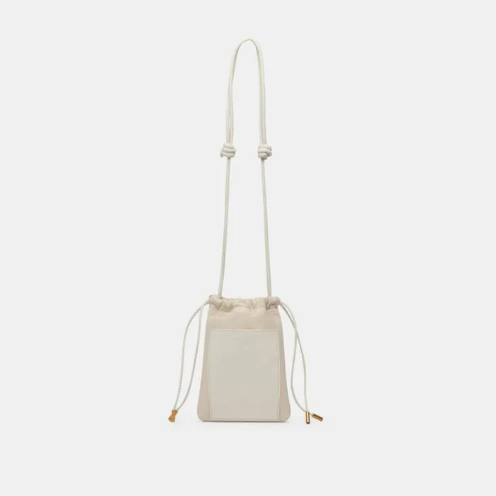 Dolce Vita Evie Crossbody Pouch Ivory Pebble Leather Women Handbags