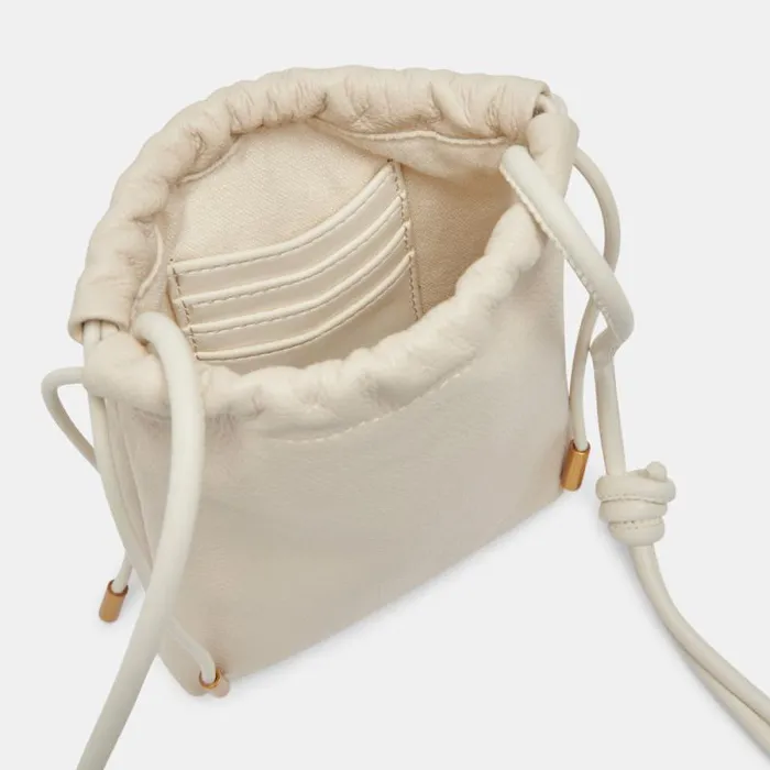 Dolce Vita Evie Crossbody Pouch Ivory Pebble Leather Women Handbags