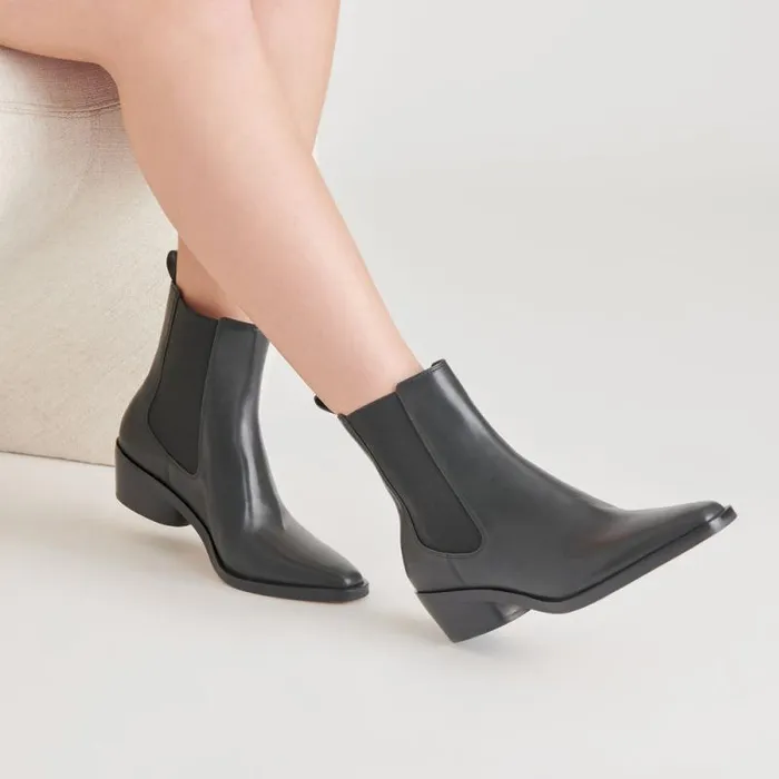 Dolce Vita Foster Booties Black Leather Women Boots and Booties