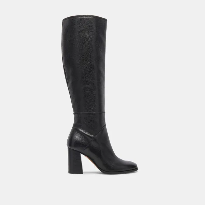 Dolce Vita Fynn Wide Calf Boots Onyx Leather Women Boots and Booties