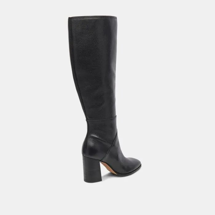 Dolce Vita Fynn Wide Calf Boots Onyx Leather Women Boots and Booties
