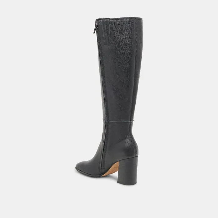 Dolce Vita Fynn Wide Calf Boots Onyx Leather Women Boots and Booties