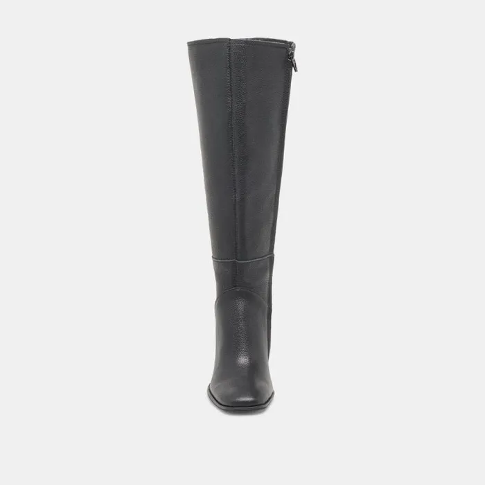 Dolce Vita Fynn Wide Calf Boots Onyx Leather Women Boots and Booties