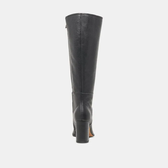 Dolce Vita Fynn Wide Calf Boots Onyx Leather Women Boots and Booties