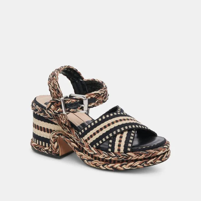 Dolce Vita Grayce Heels Black Multi Woven Women Heels
