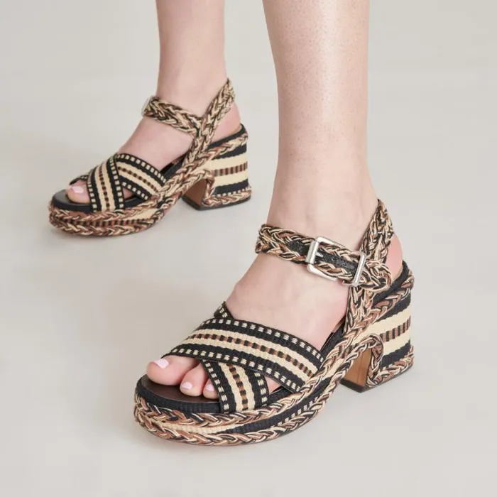 Dolce Vita Grayce Heels Black Multi Woven Women Heels
