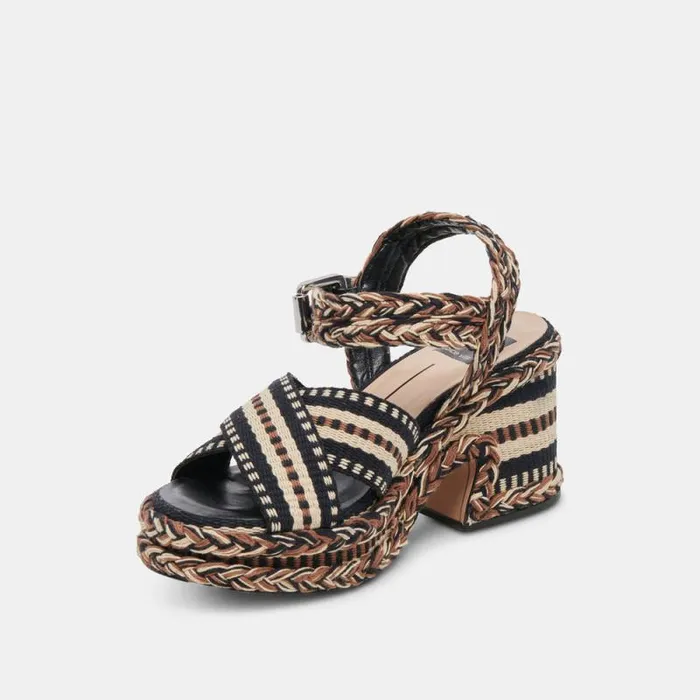 Dolce Vita Grayce Heels Black Multi Woven Women Heels