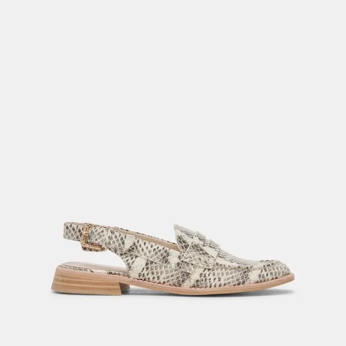 Dolce Vita Hardi Loafers Grey White Snake Embossed Women Flats and Loafers