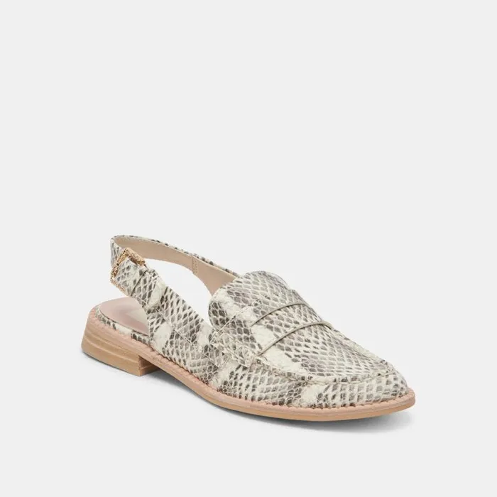 Dolce Vita Hardi Loafers Grey White Snake Embossed Women Flats and Loafers