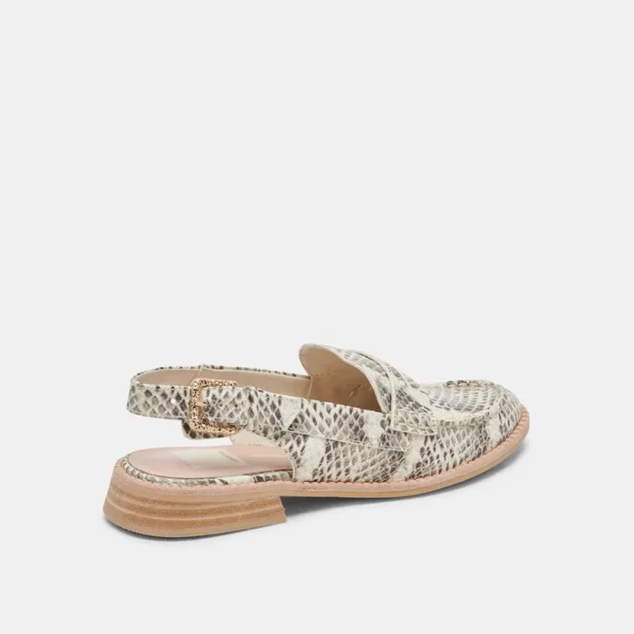 Dolce Vita Hardi Loafers Grey White Snake Embossed Women Flats and Loafers