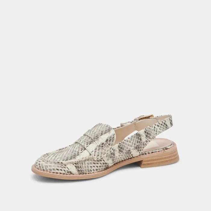 Dolce Vita Hardi Loafers Grey White Snake Embossed Women Flats and Loafers
