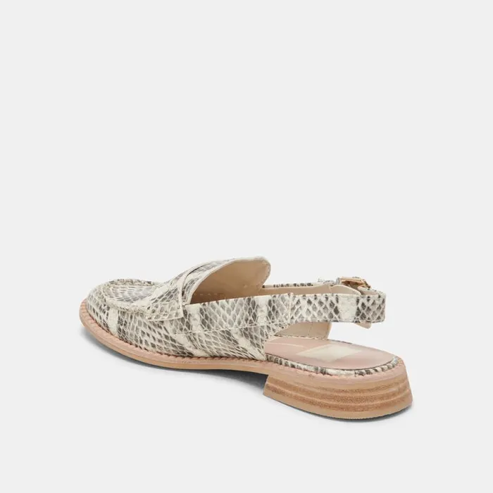 Dolce Vita Hardi Loafers Grey White Snake Embossed Women Flats and Loafers
