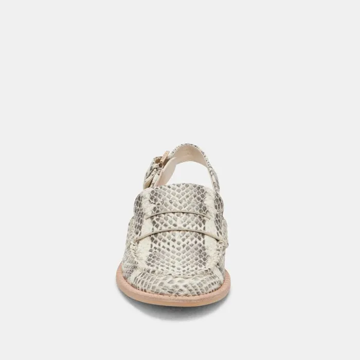 Dolce Vita Hardi Loafers Grey White Snake Embossed Women Flats and Loafers