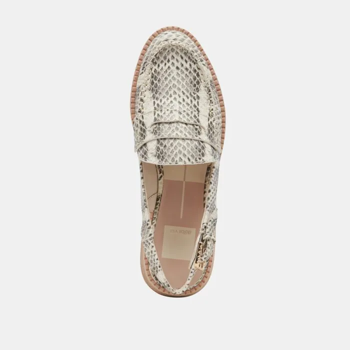 Dolce Vita Hardi Loafers Grey White Snake Embossed Women Flats and Loafers