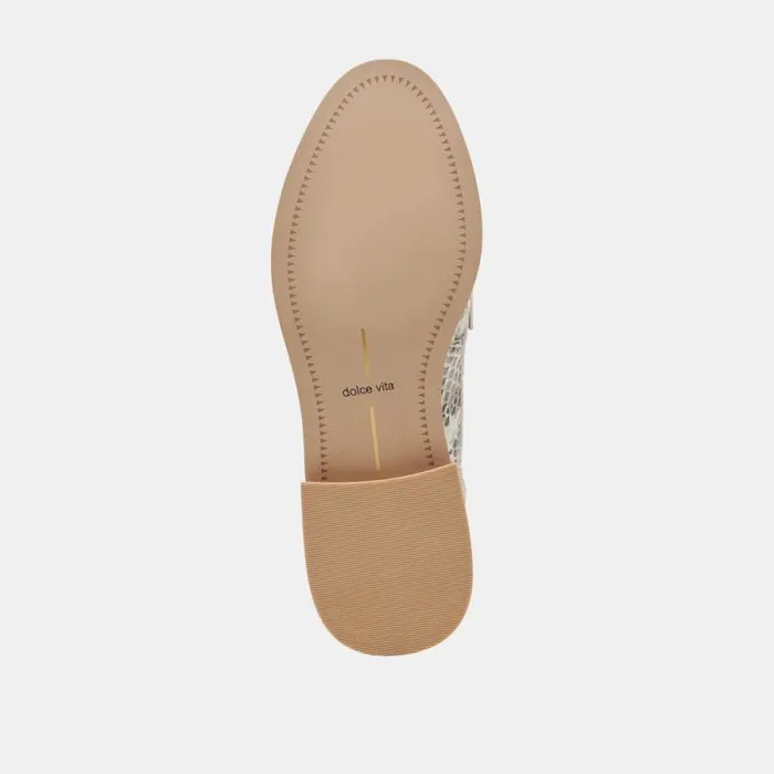 Dolce Vita Hardi Loafers Grey White Snake Embossed Women Flats and Loafers