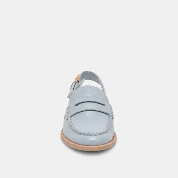 Dolce Vita Hardi Loafers Sky Blue Crinkle Patent Women Flats and Loafers