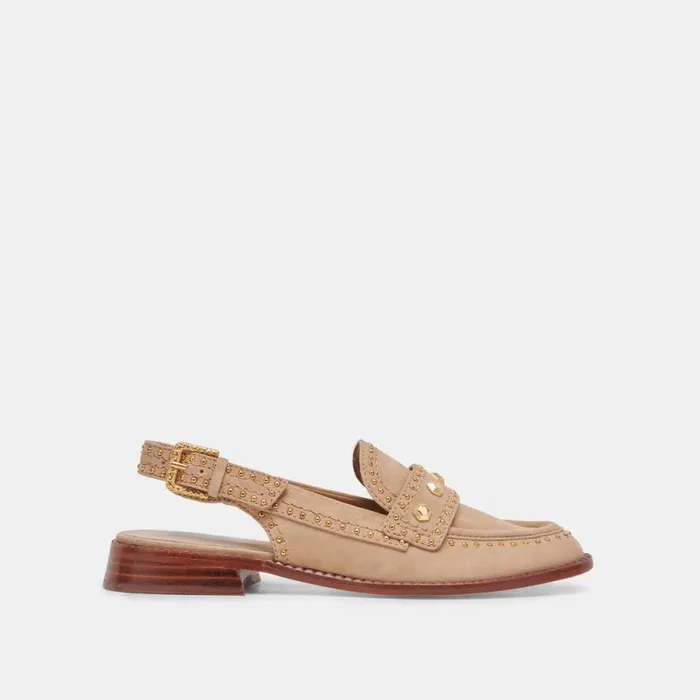 Dolce Vita Hardi Stud Loafers Camel Suede Women Flats and Loafers