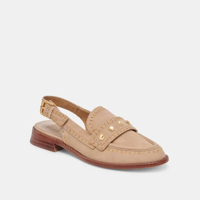 Dolce Vita Hardi Stud Loafers Camel Suede Women Flats and Loafers