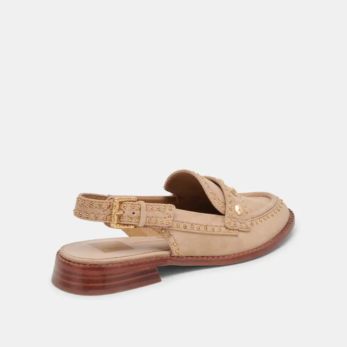Dolce Vita Hardi Stud Loafers Camel Suede Women Flats and Loafers