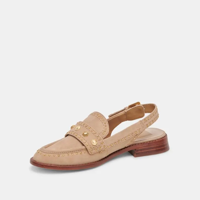 Dolce Vita Hardi Stud Loafers Camel Suede Women Flats and Loafers