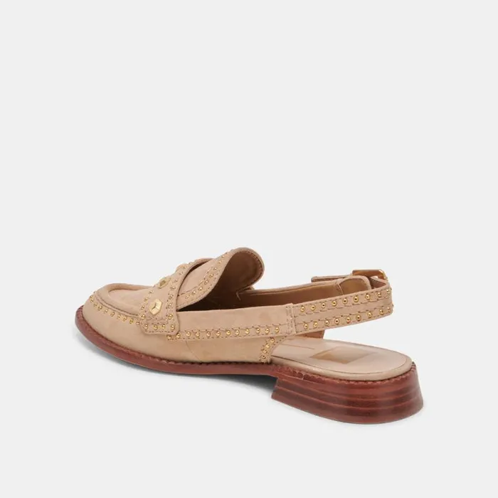 Dolce Vita Hardi Stud Loafers Camel Suede Women Flats and Loafers