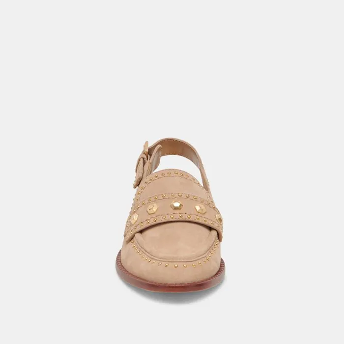 Dolce Vita Hardi Stud Loafers Camel Suede Women Flats and Loafers