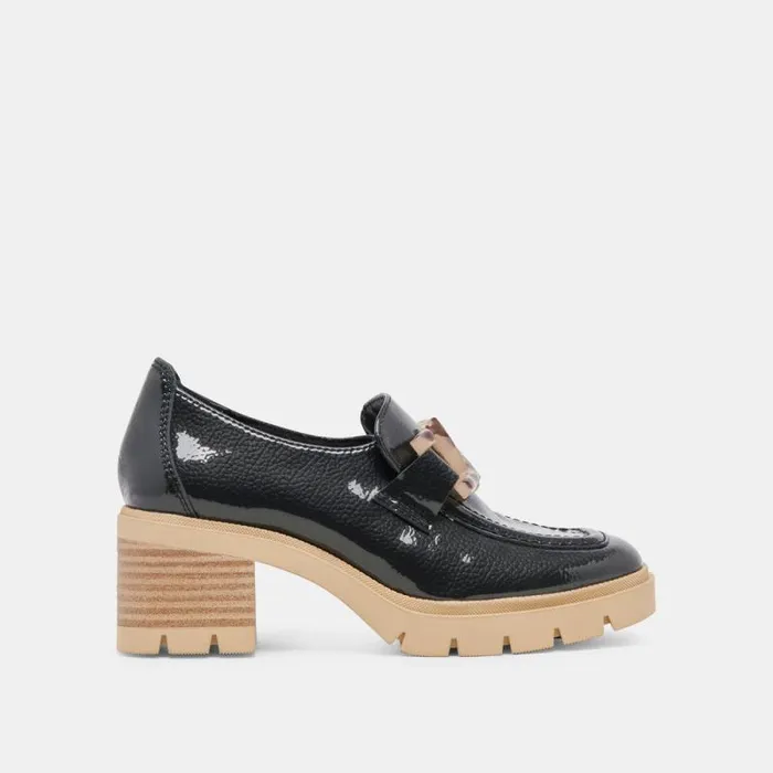 Dolce Vita Harold Heels Midnight Patent Leather Women Flats and Loafers