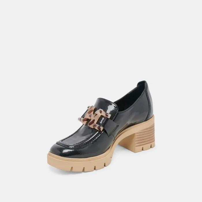 Dolce Vita Harold Heels Midnight Patent Leather Women Flats and Loafers
