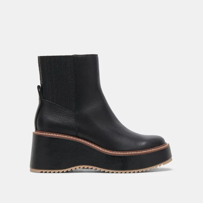 Dolce Vita Hilde Boots Black Leather Women Boots and Booties