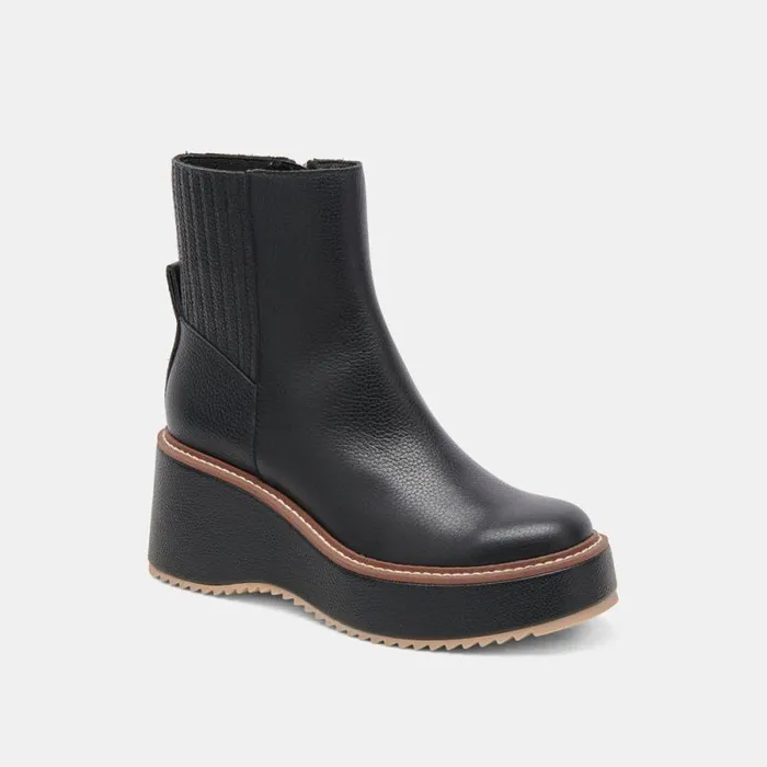 Dolce Vita Hilde Boots Black Leather Women Boots and Booties