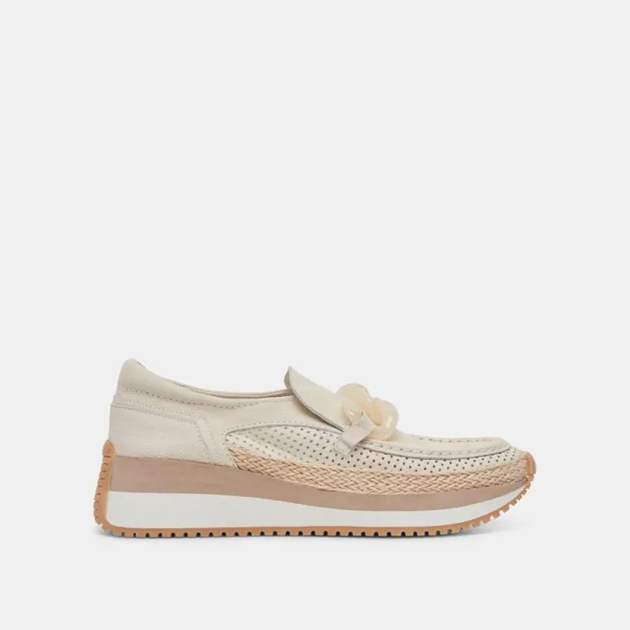 Dolce Vita Jadah Sneakers Ivory Nubuck Women Flats and Loafers