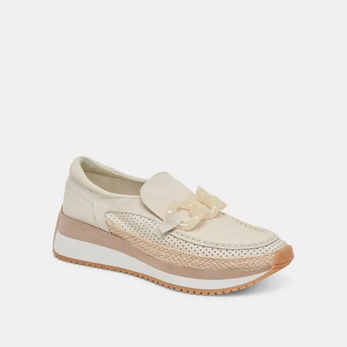 Dolce Vita Jadah Sneakers Ivory Nubuck Women Flats and Loafers