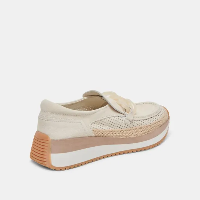 Dolce Vita Jadah Sneakers Ivory Nubuck Women Flats and Loafers