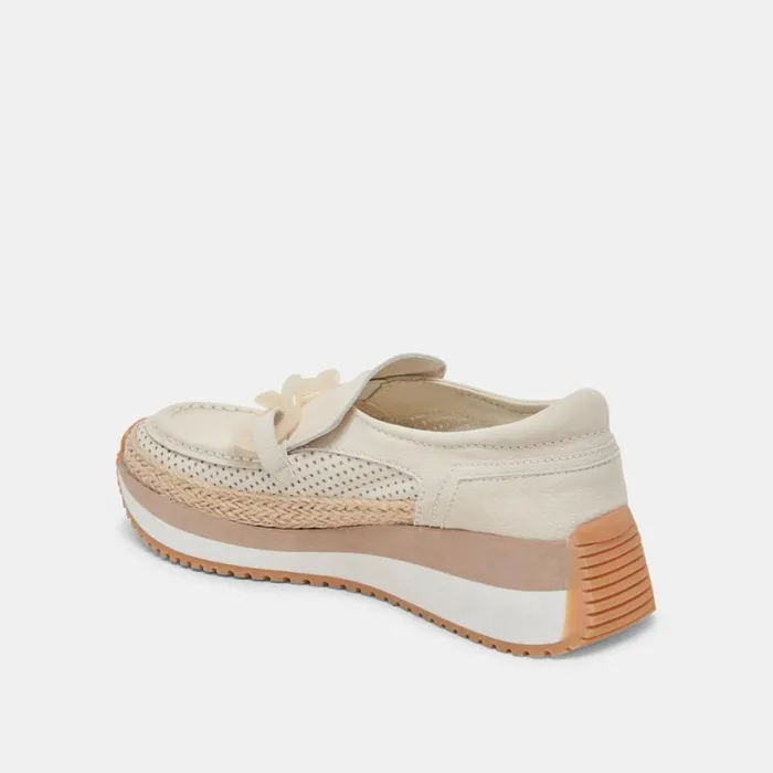 Dolce Vita Jadah Sneakers Ivory Nubuck Women Flats and Loafers